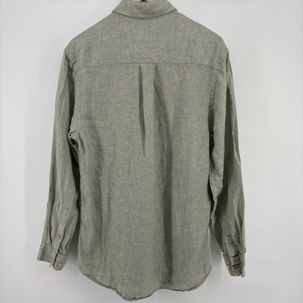 W.H. Belk Linen Core Button Down Shirt Mens Medium Sage Green Long Sleeve Summer - Picture 6 of 6
